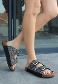 Edaj Siyah Nubuk Boncuk İşlemeli Terlik thumbnail 3