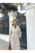 Kuşaklı Kabanlar Astarlıdır Apoletli Uzun Kaşe Kaban - 1