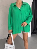 Ağaç kabuğu oversize arkası pileli gömlek thumbnail 2