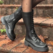 Dorin Siyah Cilt Bağcıklı Çizme thumbnail 4