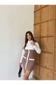 Üst Poplin Kumaş Birleşik Chanel Kumaş Tek Parça Elbise - 6