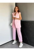 Zr Model Marka Vatkalı Yelek Pantolon Takım - Havuç Pantolon Uzun Yelek Düz Renk Takım - 5