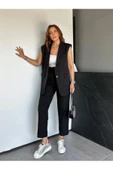 Zr Model Marka Vatkalı Yelek Pantolon Takım - Havuç Pantolon Uzun Yelek Düz Renk Takım - 3