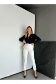 ZR Model Orijinal Marka Fileto Detaylı Kumaş Pantolon Dar Paça Pantolon - 12
