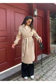 Kuşaklı Kabanlar Astarlıdır Apoletli Uzun Kaşe Kaban - 3