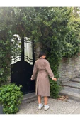Kuşaklı Kruvaze Yaka Astarlı Kabanlar - 6