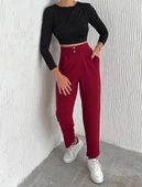 örme krep pantolon çift düğmeli thumbnail 3