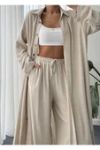 Kimono Takın Uzun Maxi Boy Gömlek Pantolonlu Takım - 2