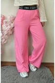 Pembe Beli Lastikli Ve Fermuarlı İthal Kumaş Palazzo Pantolon - 3