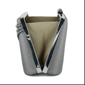 Erkan Saçmacı Antrasit Saten Taşlı Gümüş Metal Saplı Zincir Askılı Abiye Çanta - 6