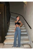Tasarım Pinterst Model Kot Pantolon Jeans İthal Kumaş Kalite Palazzo Pantolon - 10