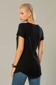 Weweus Siyah Kadın Viskon Uzun Tişört 229 thumbnail 2