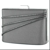 Erkan Saçmacı Antrasit Saten Taşlı Gümüş Metal Saplı Zincir Askılı Abiye Çanta - 1