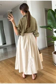 Siyah Beli Lastikli Poplin Yandan Cepli Etek - 8