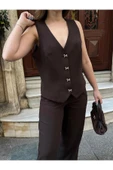 Kurdele Düğmeli Tasarım Yelek Pantolon Takım Premium Kalite - 10