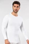Weweus Beyaz Süper İnce Erkek Doğal Bambu Lüks Uzun Kol Tişört 1131 thumbnail 3