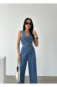 Tasarım İthal Kot Tulum Denim Tulum - 5