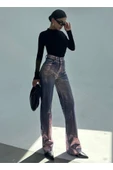 Gümüş Varaklı Palazzo Kot Pantolon Jeans - 11