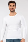 Weweus Beyaz Süper İnce Erkek Doğal Bambu Lüks Uzun Kol Tişört 1131 thumbnail 1