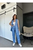Kumaş Takım Keten Kaplama Yelek Pantolon Takım Mavi - 1