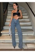 Tasarım Pinterst Model Kot Pantolon Jeans İthal Kumaş Kalite Palazzo Pantolon - 1