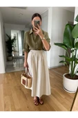 Siyah Beli Lastikli Poplin Yandan Cepli Etek - 6
