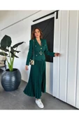 Elizabeth Gold Kemerli - Düğmeli Blazer Ceket Ve Piliseli Uzun Etek Takım - 1