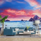 Dalgalı Deniz Kayalık Manzaralı Duvar Kağıdı thumbnail 1