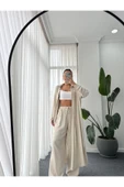 Kimono Takın Uzun Maxi Boy Gömlek Pantolonlu Takım - 1