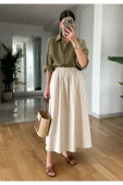Siyah Beli Lastikli Poplin Yandan Cepli Etek - 2
