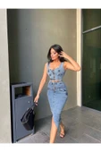Özel Tasarım Büstiyer Kot Etek Takım - 3