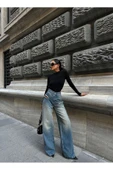 Gümüş Varaklı Palazzo Kot Pantolon Jeans - 10