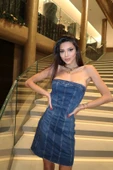 Arkadan Yırtmaçlı Fermuarlı Kalın Asklı Kot Elbise Denim Elbise - 8
