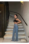 Tasarım Pinterst Model Kot Pantolon Jeans İthal Kumaş Kalite Palazzo Pantolon - 6