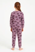 Purple Flower Desenli Kız Çocuk  Pijama Takımı thumbnail 6