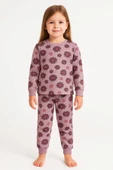 Purple Flower Desenli Kız Çocuk  Pijama Takımı thumbnail 2