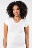 Weweus Beyaz Kadın Süper Ince Doğal Bambu Lüks Tişört 2315 thumbnail 7