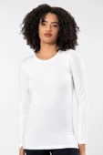 Weweus Beyaz Kadın Süper Ince Doğal Bambu Lüks Uzun Kol Tişört 2314 thumbnail 1