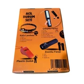 Gold Silver Acil Durum Seti Fener Kafa lambası Zoomlu Fener Düdük - 2