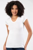 Weweus Beyaz Kadın Süper Ince Doğal Bambu Lüks Tişört 2315 thumbnail 4