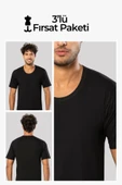 ERDEM İÇ GİYİM Erdem 3'lü Siyah Penye O Yaka Tişört 11503 thumbnail 1