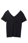 Weweus Siyah Kadın Viskon Ön Ve Arka V-yaka Tişört 237 thumbnail 7