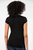 Weweus Siyah Kadın Süper Ince Doğal Bambu Lüks Tişört 2315 thumbnail 3