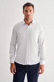 Beyaz Yarım İtalyan Yaka Uzun Kol Cepsiz Slim Fit Cls Gömlek 1004255174 thumbnail 1