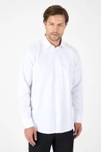 Beyaz Uzun Kol Sert Yaka Cepsiz  Comfort Fit Pamuklu Gömlek 1004250914 thumbnail 3