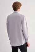 Gri Sert Yaka Uzun Kol Easy To Iron Comfort Fit Pamuklu Gömlek 1004255182 thumbnail 5
