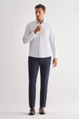 Beyaz Yarım İtalyan Yaka Uzun Kol Cepsiz Slimfit Fit Classic Gömlek 1004255162 - 2