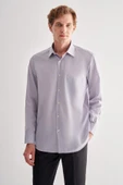 Gri Sert Yaka Uzun Kol Easy To Iron Comfort Fit Pamuklu Gömlek 1004255182 thumbnail 1