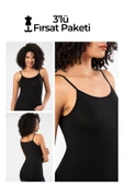 ERDEM İÇ GİYİM Weweus 3'lü Siyah Süper Ince Doğal Bambu Lüks Ip Askılı Atlet Tshirt Body 2310 - 1