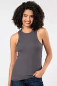 ERDEM İÇ GİYİM Weweus Antrasit Viskon Kaşkorse Halter Yaka Yumuşak Dokulu Atlet Body Tişört 2107 thumbnail 4